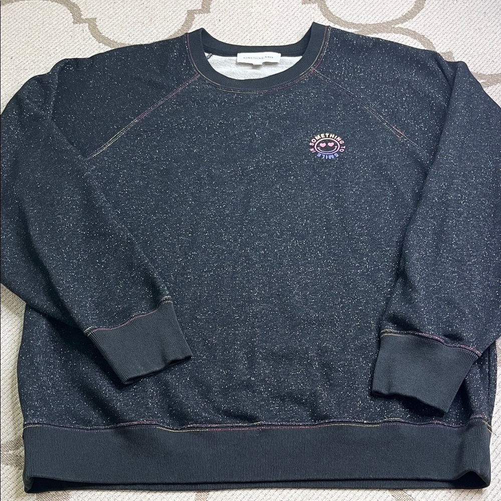 Something Navy black Crewneck ‘something to smile in’ Sweatshirt